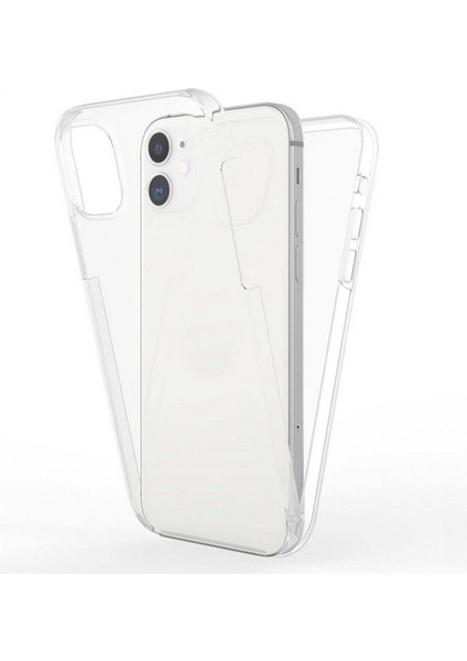 Apple iPhone 11 Uyumlu 360° Ön Arka Tam Koruyucu Şeffaf Silikon Full Body Kılıf