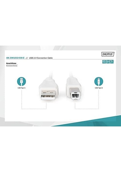 AK-300102-030-E 3m Usb2.0 Type-A To Type-B Kablo Beyaz