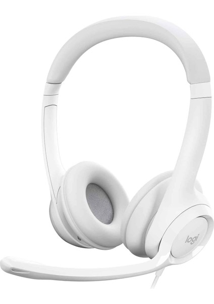 H390 Kablolu Kulak Üstü Mikrofonlu Kulaklık, Dijital Stereo Ses, Katlanabilir Gürültü Önleyici Mikrofon, Kablo Üzeri Denetimler, Beyaz