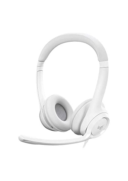 H390 Kablolu Kulak Üstü Mikrofonlu Kulaklık, Dijital Stereo Ses, Katlanabilir Gürültü Önleyici Mikrofon, Kablo Üzeri Denetimler, Beyaz
