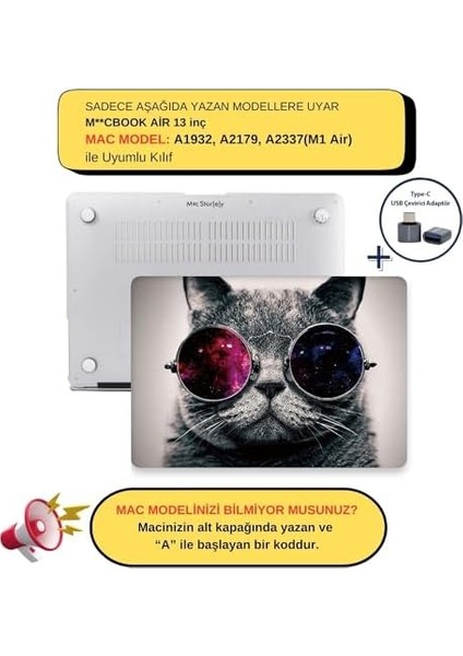 Macbook Air M1 Kılıf 13 Inç CAT01NL (Touchıd'li M1 Air) A2337 A2179 A1932 ile Uyumlu R-182