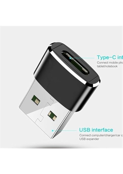 Usb-C USB 3.1 Type C Dişi - USB 3.0 Erkek Adaptör Konnektör Çevirici Dönüştürücü Usb3.1, USB Type-C, Data Şarj Adaptörü, Tak Çalıştır, Cep Telefonları, Tabletler, Dizüstü Bilgisayarlarla Uyumlu Siyah