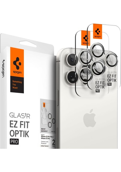 iPhone 16 Pro Max / 16 Pro / 15 Pro Max / 15 Pro / 14 Pro Max / 14 Pro Kamera Lens Camı Koruyucu Glas.tr Ez Fit Optik Pro (2 Adet) White Titanium - AGL07165