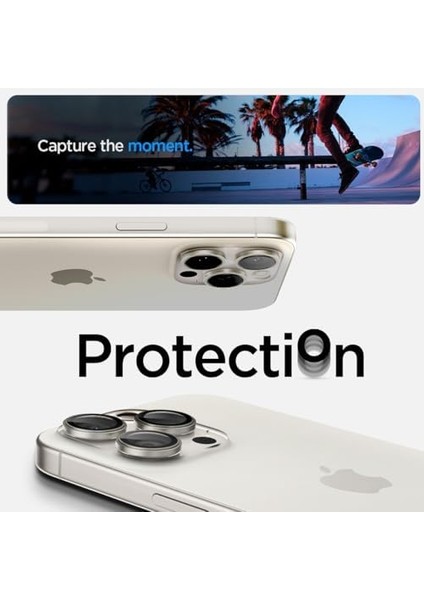 iPhone 16 Pro Max / 16 Pro / 15 Pro Max / 15 Pro / 14 Pro Max / 14 Pro Kamera Lens Camı Koruyucu Glas.tr Ez Fit Optik Pro (2 Adet) White Titanium - AGL07165