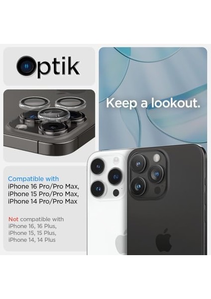 iPhone 16 Pro Max / 16 Pro / 15 Pro Max / 15 Pro / 14 Pro Max / 14 Pro Kamera Lens Camı Koruyucu Glas.tr Ez Fit Optik Pro (2 Adet) White Titanium - AGL07165