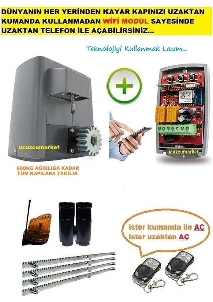 Kayar Kapı Sistemi (Dünyanın Her Yerinden Kumandasız Wifi Modül Sayesinde Açma Imkanı)