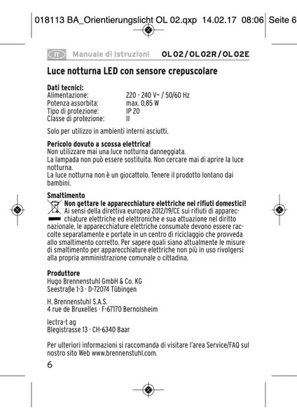 LED Nightlight Ol 02R Sensörlü Gece Lambası