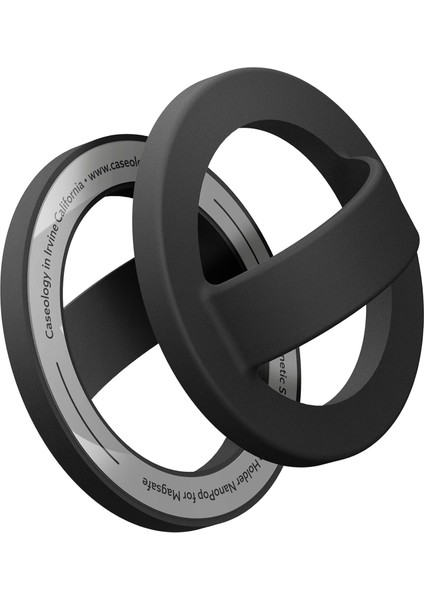 Spigen Caseology Apple iPhone Için Magsafe Özellikli Silikon Telefon Tutucu Nano Pop, Black Sesame, AFA07060