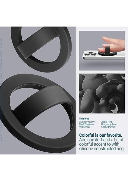 Spigen Caseology Apple iPhone Için Magsafe Özellikli Silikon Telefon Tutucu Nano Pop, Black Sesame, AFA07060