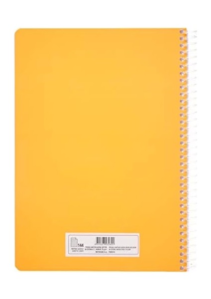 Pruva A4 Pet Spiralli Karton Kapaklı Defter 144 Yaprak - Çizgili - Turuncu