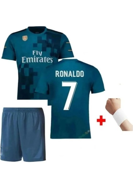 2017/18 Sezon Şampiyonlar Ligi Ronaldo Real.madrid.turkuaz Çocuk Forması 4lü Set Çorap+Biliklik fiyatları