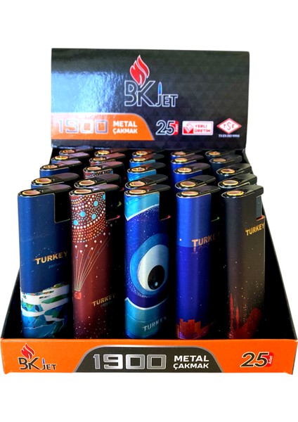 Metal Turbo Jet Çakmak 25 Adet Doldurulabilir fiyatları