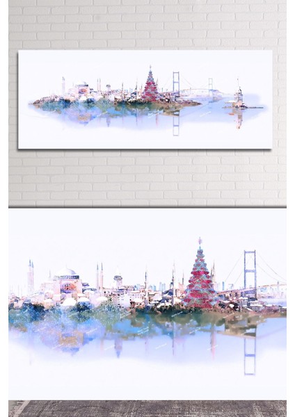 Istanbul Manzara Suluboya Efektli Kanvas Tablo fiyatları