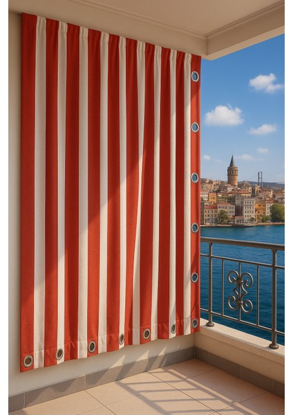 Balkon Perdesi Kuş Gözü Ölçü Seçenekli Kırmızı