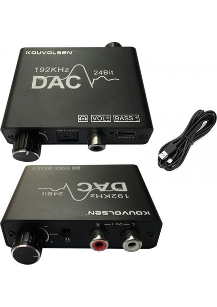 Ses Ayarlı Dijital Analog Çevirici Bas Ayarlı Optik Rca Çevirici 192 Khz 24 Bit