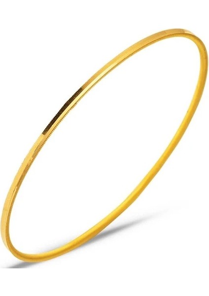 Garantili Gold Gerçek Altın Görünümlü Ince Ajda Ray Parlak Sade 1 Adet Bilezik