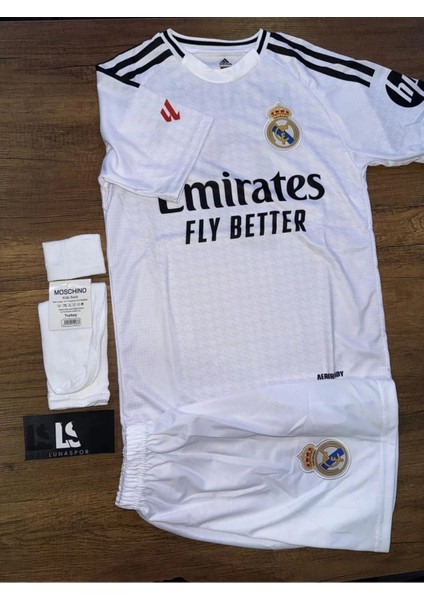 Real Madrid Mbappe 24/25 Iç Saha Yeni Sezon 9 Numara Çocuk Forması 4lü Set Çorap+Biliklik Hediye