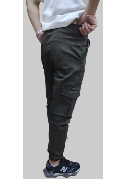 Erkek Jogger Beli ve Paçası Lastikli Keten Haki Kargo Pantolon fırsatları