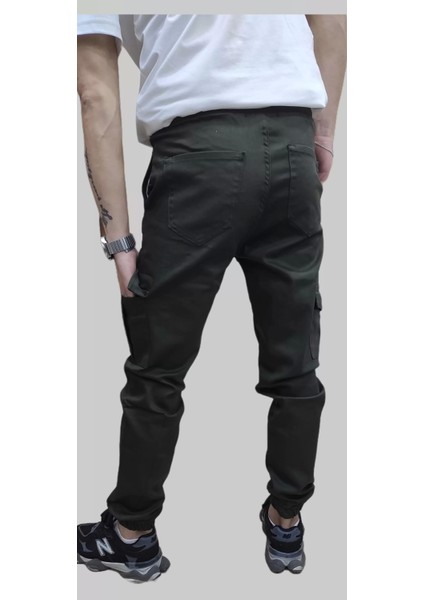 Erkek Jogger Beli ve Paçası Lastikli Keten Haki Kargo Pantolon indirimleri
