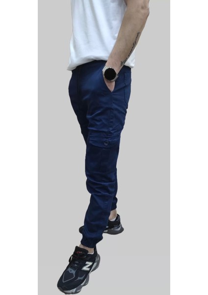 Erkek Jogger Beli ve Paçası Lastikli Keten Indigo Kargo Pantolon fırsatları