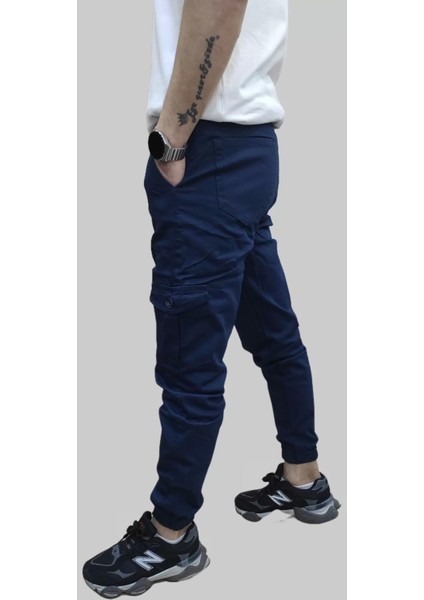 Erkek Jogger Beli ve Paçası Lastikli Keten Indigo Kargo Pantolon fiyatları