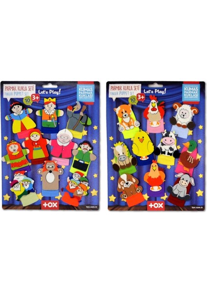 Elite 2 Set - 20 Parça Tox Çiftlik Hayvanları ve Masal Kahramanları Parmak Kukla T225 T220 1 Adet