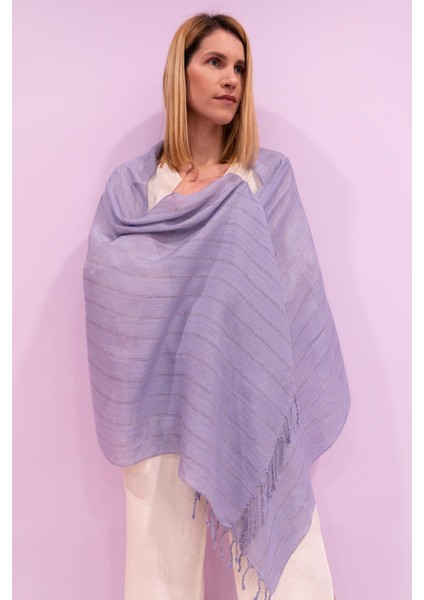 El Dokuması Bürümcük Şal 60 x 190 cm - Lila