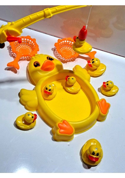 Elite Oyuncak Banyo Ördek Banyo Ördeği 10PARÇA 2 Sepet Bi1 Ördek Havuzu 7 Ördek Bir Olta 26X22CM 1 Adet