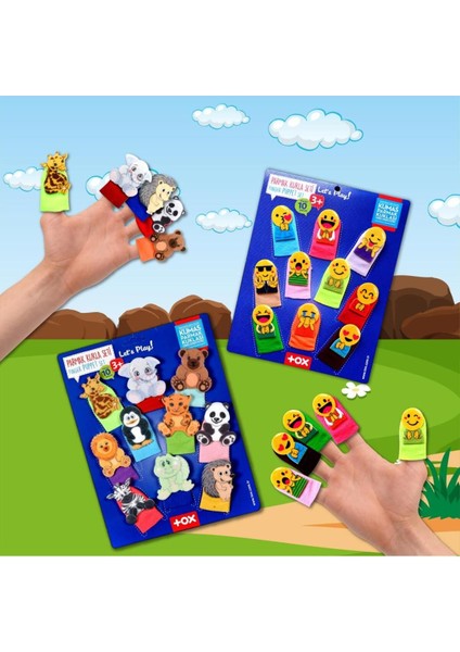 Elite 2 Set - 20 Parça Emojiler ve Vahşi Hayvanlar Parmak Kukla T106 T782 1 Adet