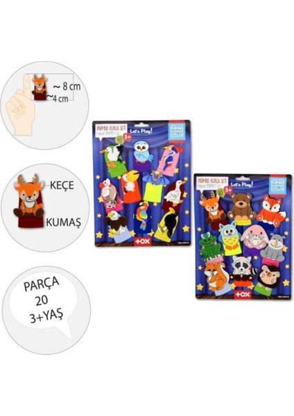 2 Set - 20 Parça Orman ve Uçan Hayvanlar Parmak Kukla T218 T222 1 Adet