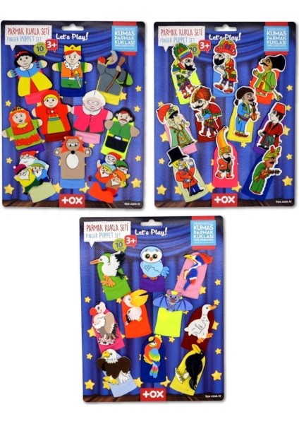 Elite 3 Set - 30 Parça Hacivat Karagöz , Masal Kahramanları ve Uçan Hayvanlar Parmak Kukla 1 Adet