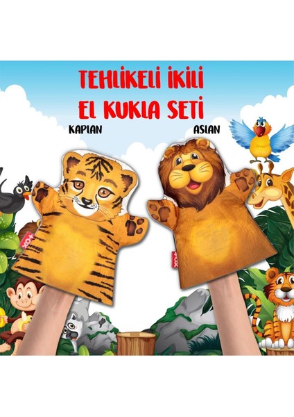 2 Parça Vahşi Hayvanlar El Kukla Set 1 Adet