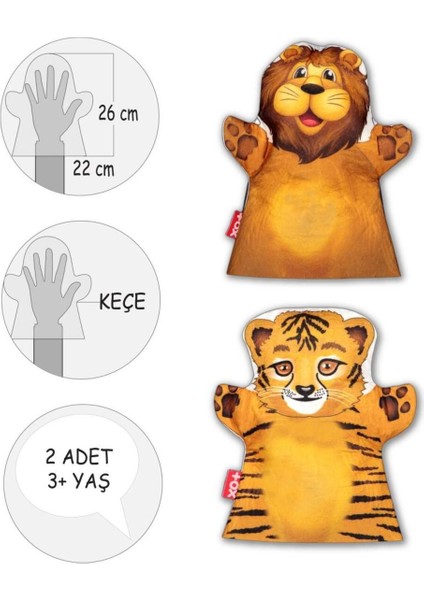 2 Parça Vahşi Hayvanlar El Kukla Set 1 Adet