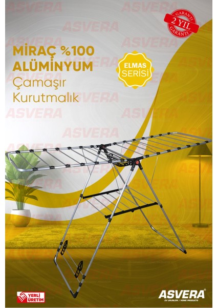 Gri Alüminyum Çamaşır Kurutmalık, Hafif ve Dayanıklı, Pratik Kullanım