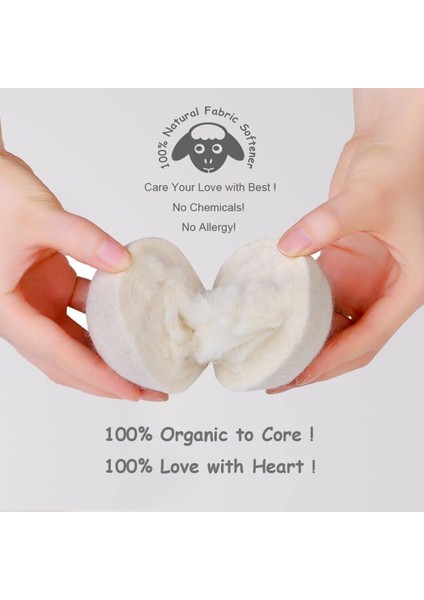 6'lı Yün Keçe Kurutma Topu, Doğal Pamuk ve Yün Materyali, Beyaz Renk fırsatları