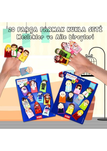 2 Set - 20 Parça Aile Üyeleri ve Meslekler 20 Parça Parmak Kukla T751 T762 1 Adet