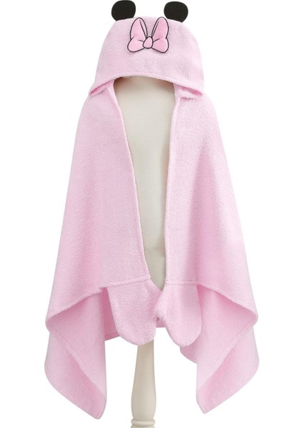 Elite Sbl Minnie Lisanslı Karakter BASKILI%100 Pamuk Bebek Havlu Panço, Pembe, 75X130 cm Sblshp 106435 1 Adet