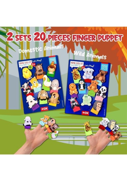 Elite 2 Set - 20 Parça Evcil Hayvanlar ve Vahşi Hayvanlar Parmak Kukla T771 T782 1 Adet