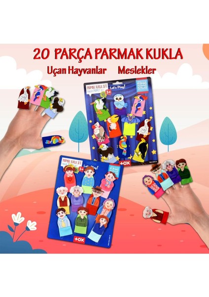 2 Set - 20 Parça Aile Bireyleri ve Uçan Hayvanlar Parmak Kukla T752 T222 1 Adet