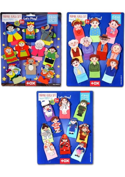 3 Set - 30 Parça Masal Kahramanları, Aile Bireyleri ve Meslekler Parmak Kukla T225 T752 T762 1 Adet