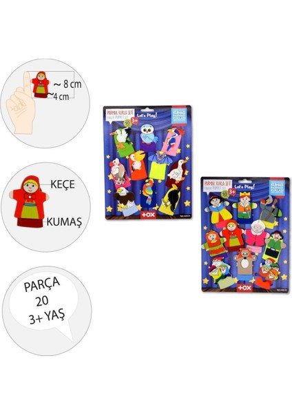 Elite 2 Set - 20 Parça Masal Kahramanları ve Uçan Hayvanlar Parmak Kukla 1 Adet