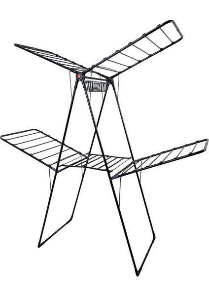 Kalın Borulu Çift Katlı Çamaşır Kurutma Askısı, Siyah, Metal, TR Menşei