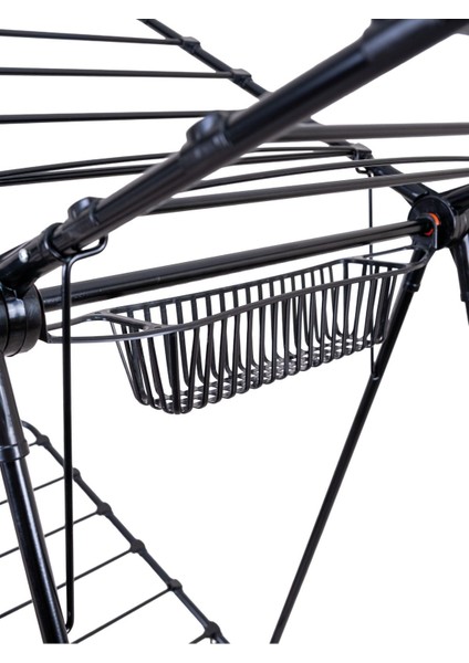 Kalın Borulu Çift Katlı Çamaşır Kurutma Askısı, Siyah, Metal, TR Menşei