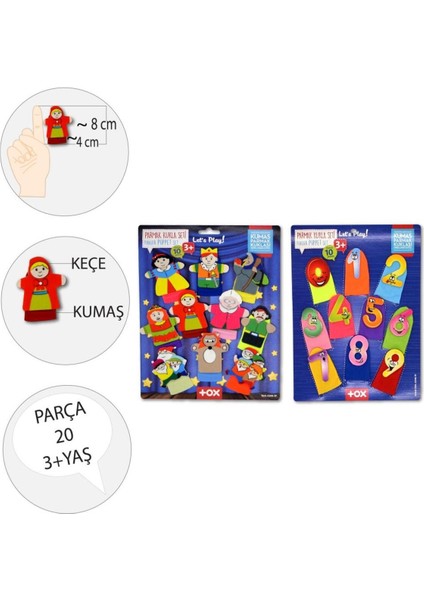 Elite 2 Set - 20 Parça Masal Kahramanları ve Rakamlar Parmak Kukla 1 Adet