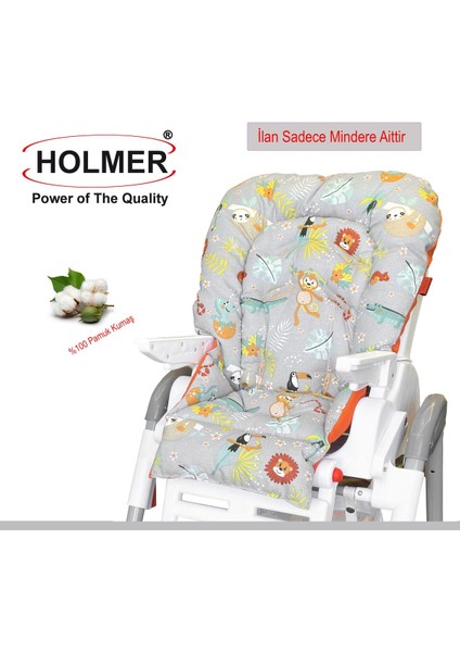 Elite Organik Mama Sandalyesi Minderi & Kılıfı (Kemer Deliksiz) Koyu Gri 1 Adet