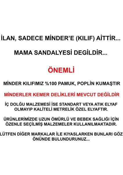 Elite Organik Mama Sandalyesi Minderi & Kılıfı (Kemer Deliksiz) Koyu Gri 1 Adet modelleri