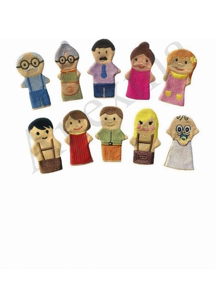 Elite 10'lu Aile Insanlar Parmak Kukla Seti - Eğitici 10 Adet Insanlar Aile Parmak Kuklası Oyun Seti 1 Adet