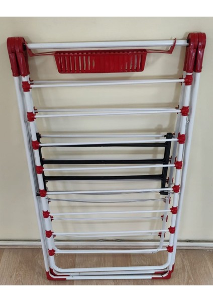 Kalın Borulu Çamaşır Askısı, Beyaz-Kırmızı, Metal, Dayanıklı ve Şık Tasarım