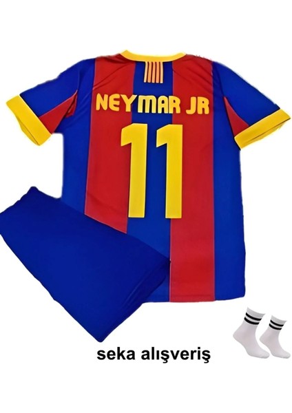 Barcelona 2011 Sezon Şampiyonlar Ligi Neymar Jr Retro Bordo Çocuk Forması 4lü Set Çorap+Biliklik Hediye fiyatları