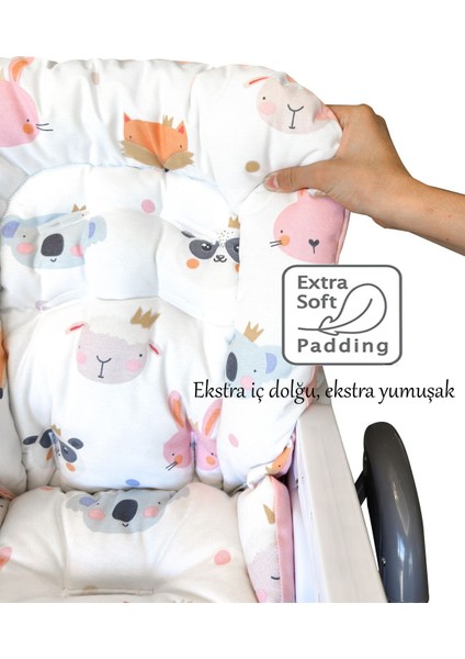 Elite Organik Mama Sandalyesi Minderi & Kılıfı (Kemer Deliksiz) Pembe 1 Adet modelleri